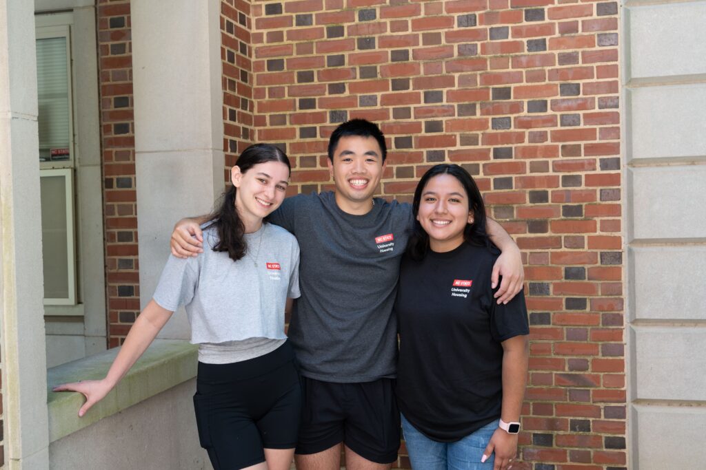 Resident Advisors pose outside of Owen residence hall.