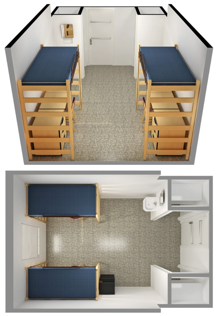 Model room layout in Owen residence hall. 